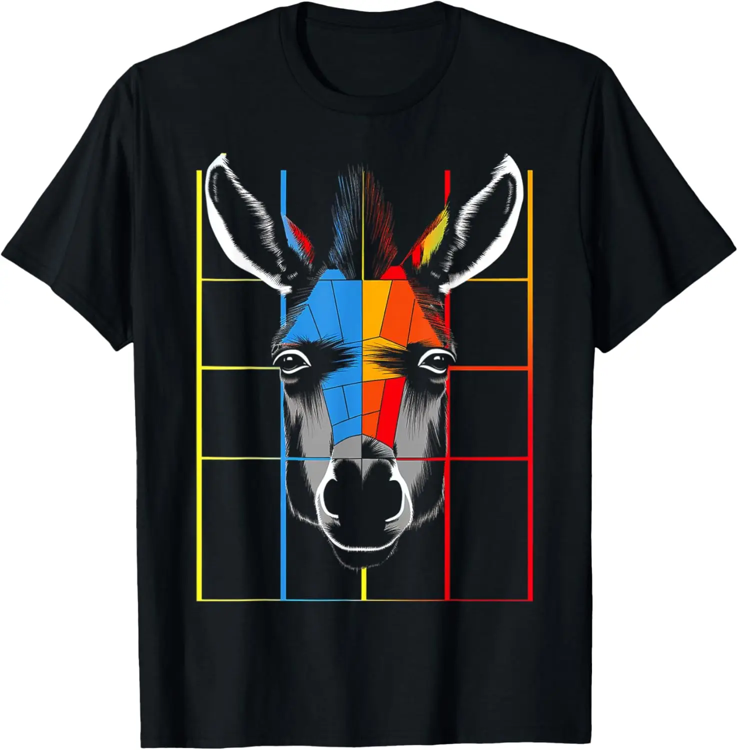 Donkey Colorful Polygon Animal Art Drawing Graphic Donkey T-Shirt