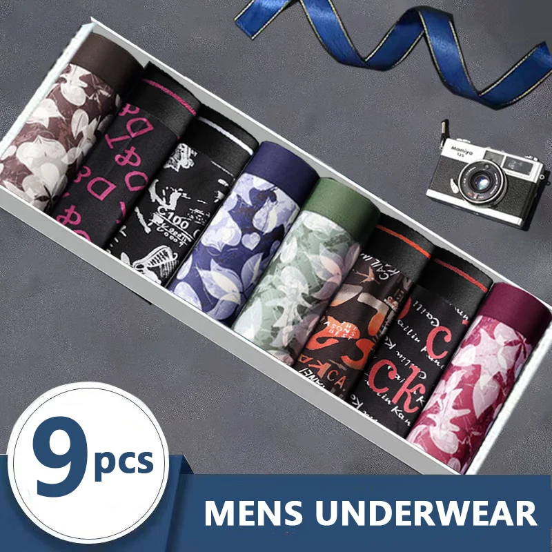 9-Piece Men Panties Soft BoxerShorts Men Underwear Men Boxer Breathable U Convex Male Underwear Sexy Panty Plus Size 5XL 6XL