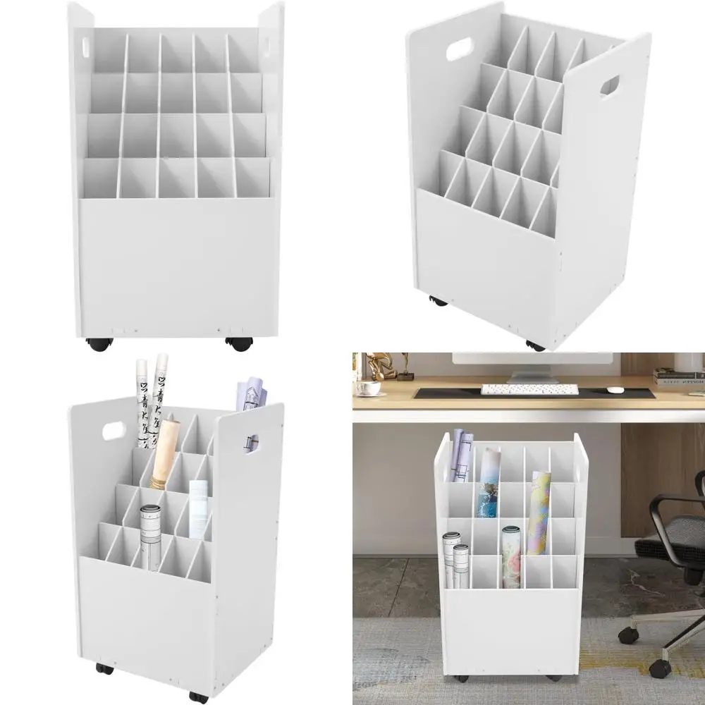 

Органайзер для мобильных чертежей на 20 карманов с колесами и съемными разделителями, белый