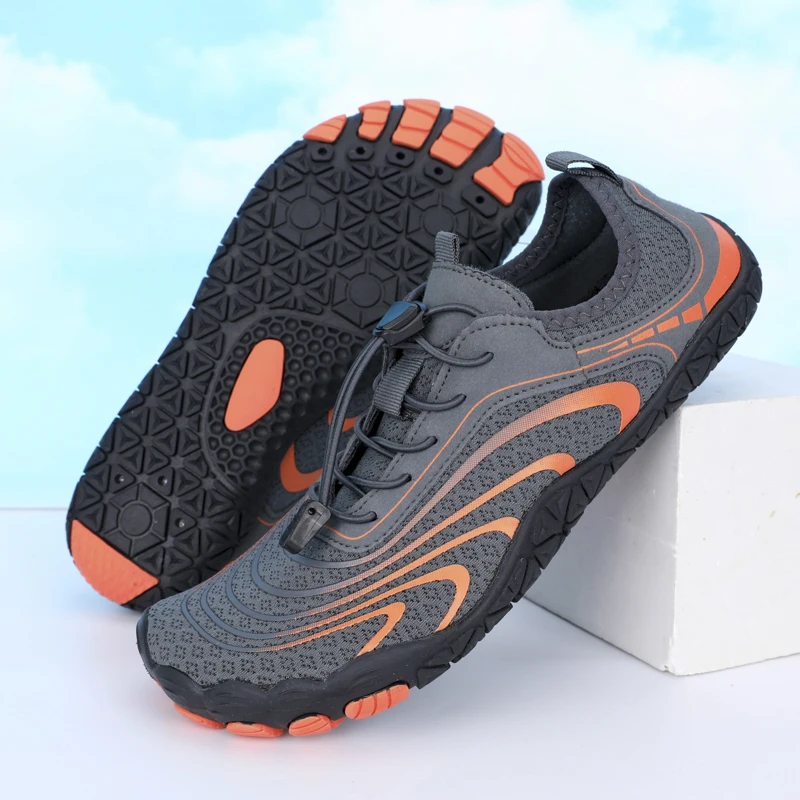 Quick-Lace Men's Water Shoes, Fast-Dry Fishing and River Walking Sneakers, Durable Anti-Slip Sole