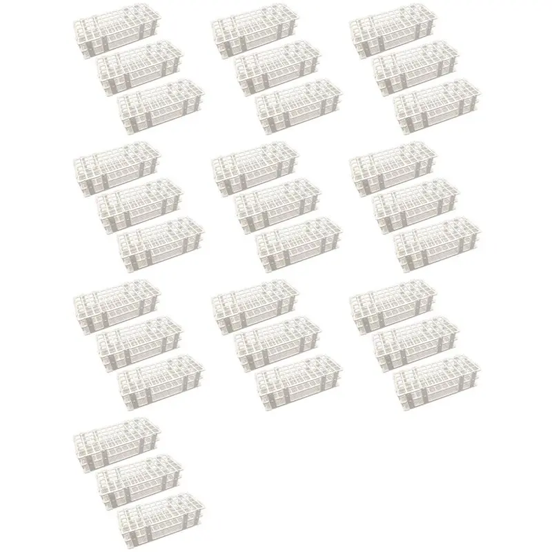 30 Pcs Plastic Test Tube Holders, 60 Holes, For 16 Mm Test Tubes, White, Detachable Lab Test Tube Rack Holder (60 Holes)