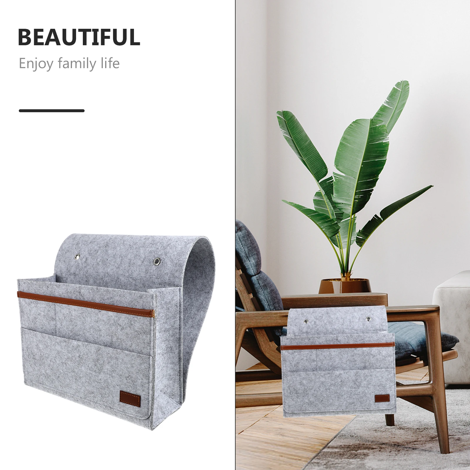 

Felt Bedside Organizer Storage Bag Mattress Pouch Pocket Space Saving Holds Laptop Phone Books Slim Design Sturdy Under