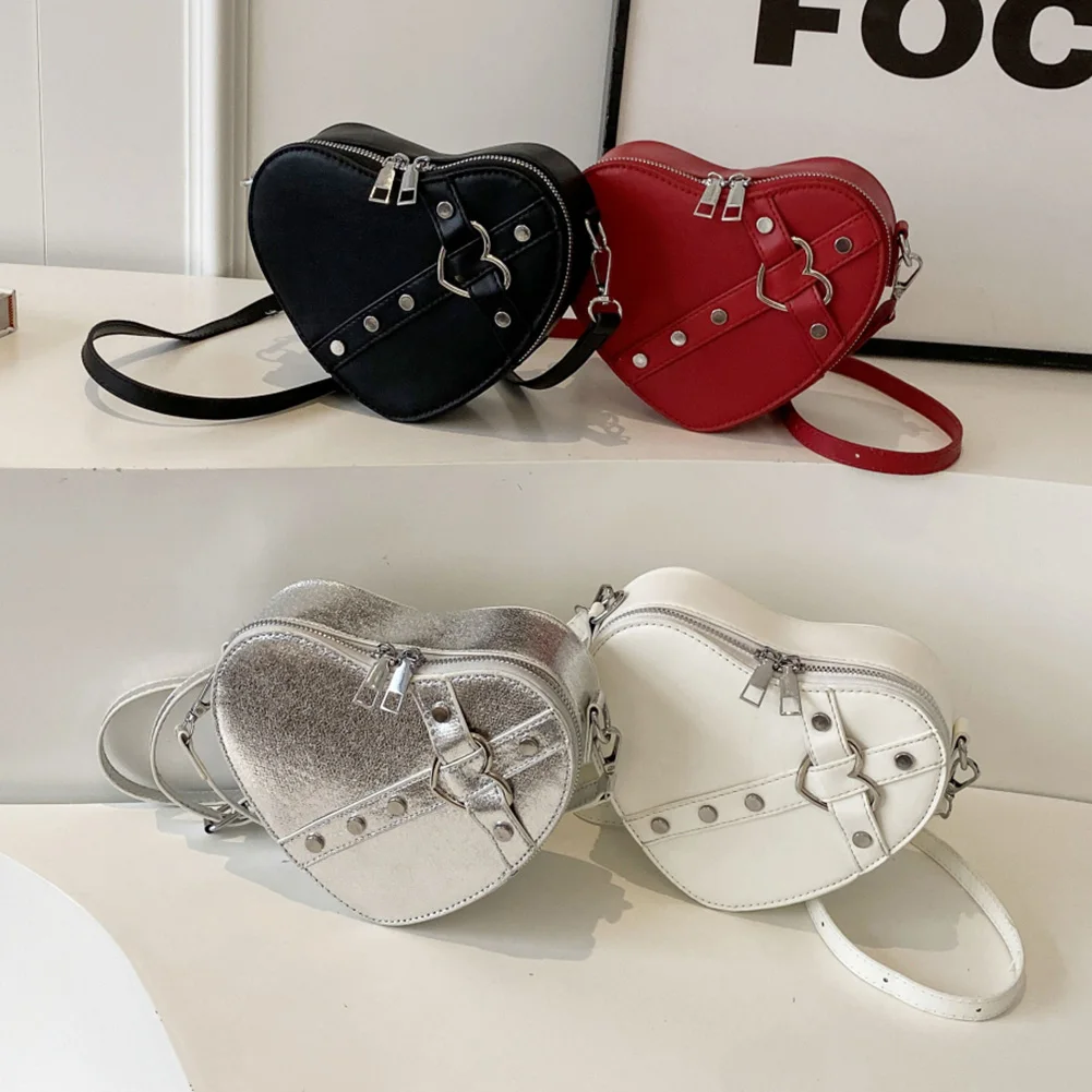 Fashion Love Heart Shape Shoulder Bag Small Handbags Designer Crossbody Bags For Women Solid Pu Leather Top Handle Bag