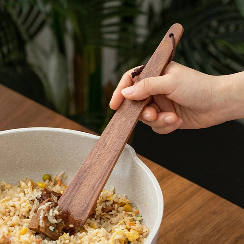 1PC Teak Wood Tableware Spatulas Kitchen Gadgets Triangular Cooking Spatula Portable Outdoor Camping Utensils Scraper
