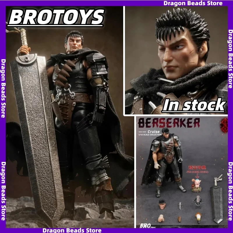 [En stock !] BROTOYS Berserker Guts LR012 Black Swordsman Guts Berserker Cruise Guts Berserk 1/12 Figurines d'action
