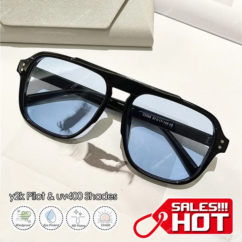 Retro Piloten-Sonnenbrille Klassischer UV400-Schutz Herren Damen Fahrbrille Quadratisch Modisch Hip-Hop Punk Outdoor-Sport Aviator-Brillen