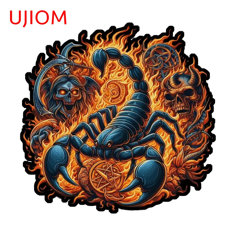 UJIOM Blackish Blue Scorpion Sacred Background Wall Sticker Trendy Novelty Scratch Proof Decal Living Room Adhesive Decor