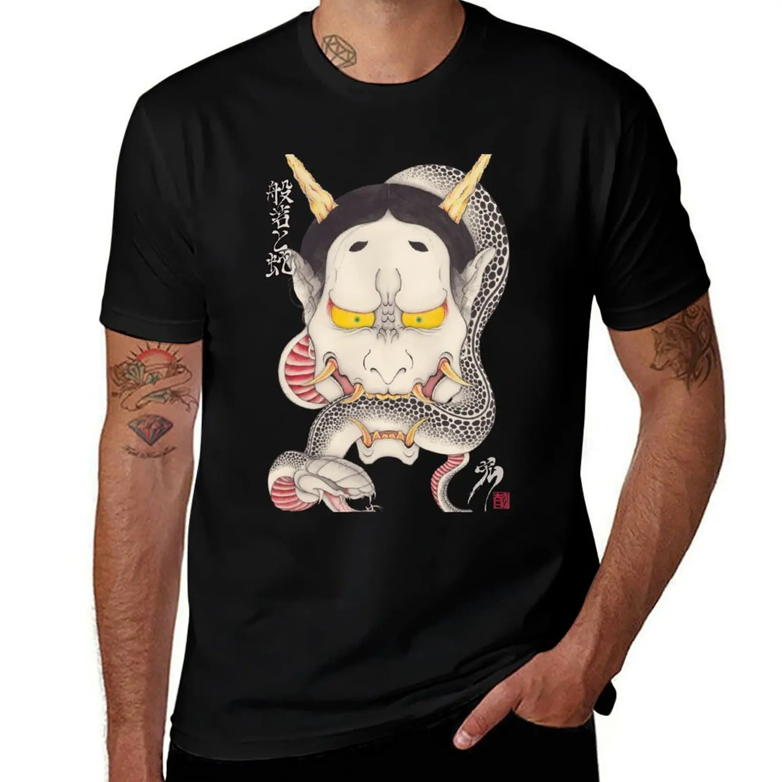 

and snake hannya T-Shirt Everyday Wear Basic Short Sleeve Top
