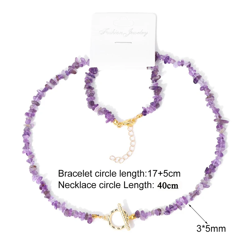 Fashion Green Aventurine Gravel Necklace Irregular Healing Crystal Amethysts Bracelets For Women Men OT Buckle Chain Jewelry