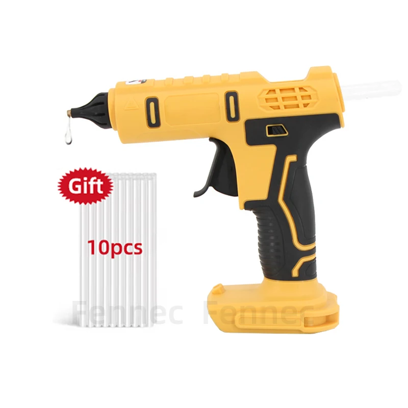 Cordless Electric Handheld Hot Glue Gun Hot Melt Gun Welding Anti-scald Nozzle with 10 Glue Stick for Dewalt Without Battery