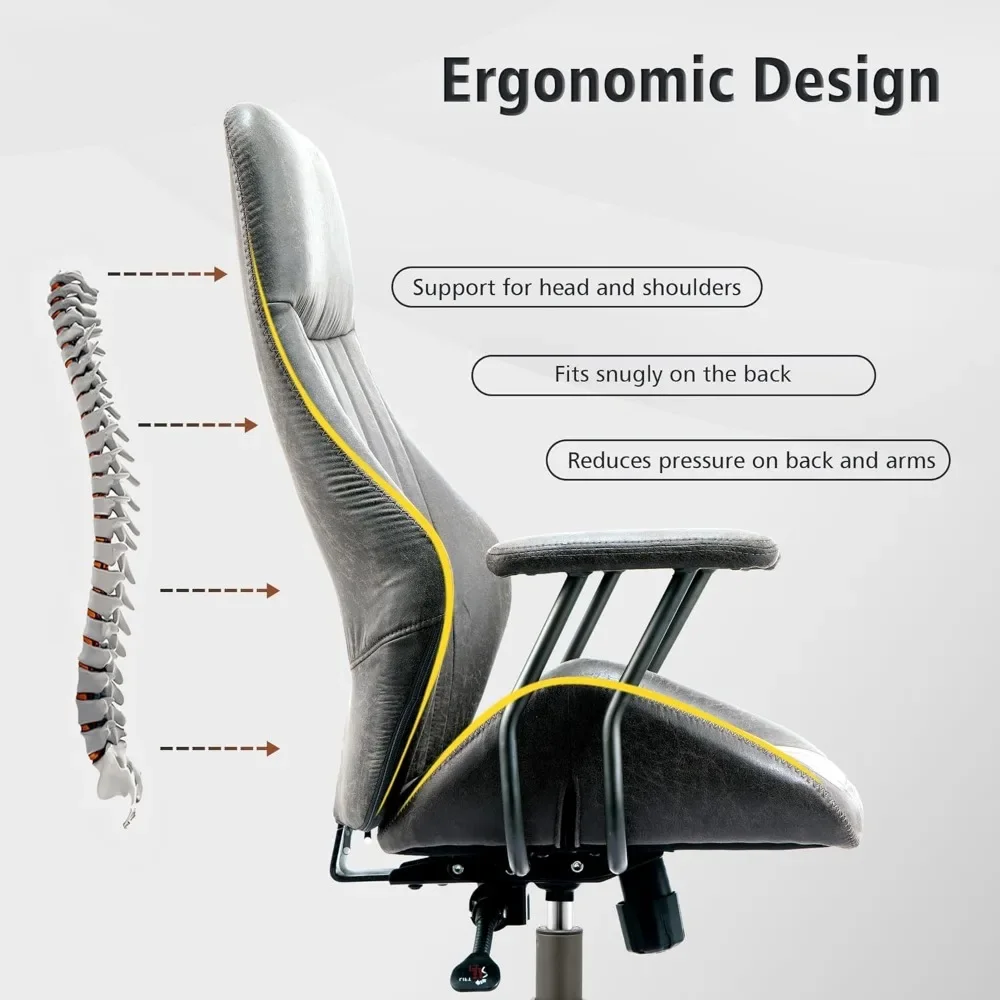 Silla de oficina ergonómica, silla de escritorio de oficina en casa con soporte Lumbar, respaldo alto, altura ejecutiva ajustable