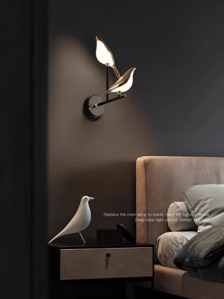 Magpie Creative Bird Desk Lamp Living Room TV Background Wall Light Luxury Bedroom Bedlight Simple Stairway Wall Lamp