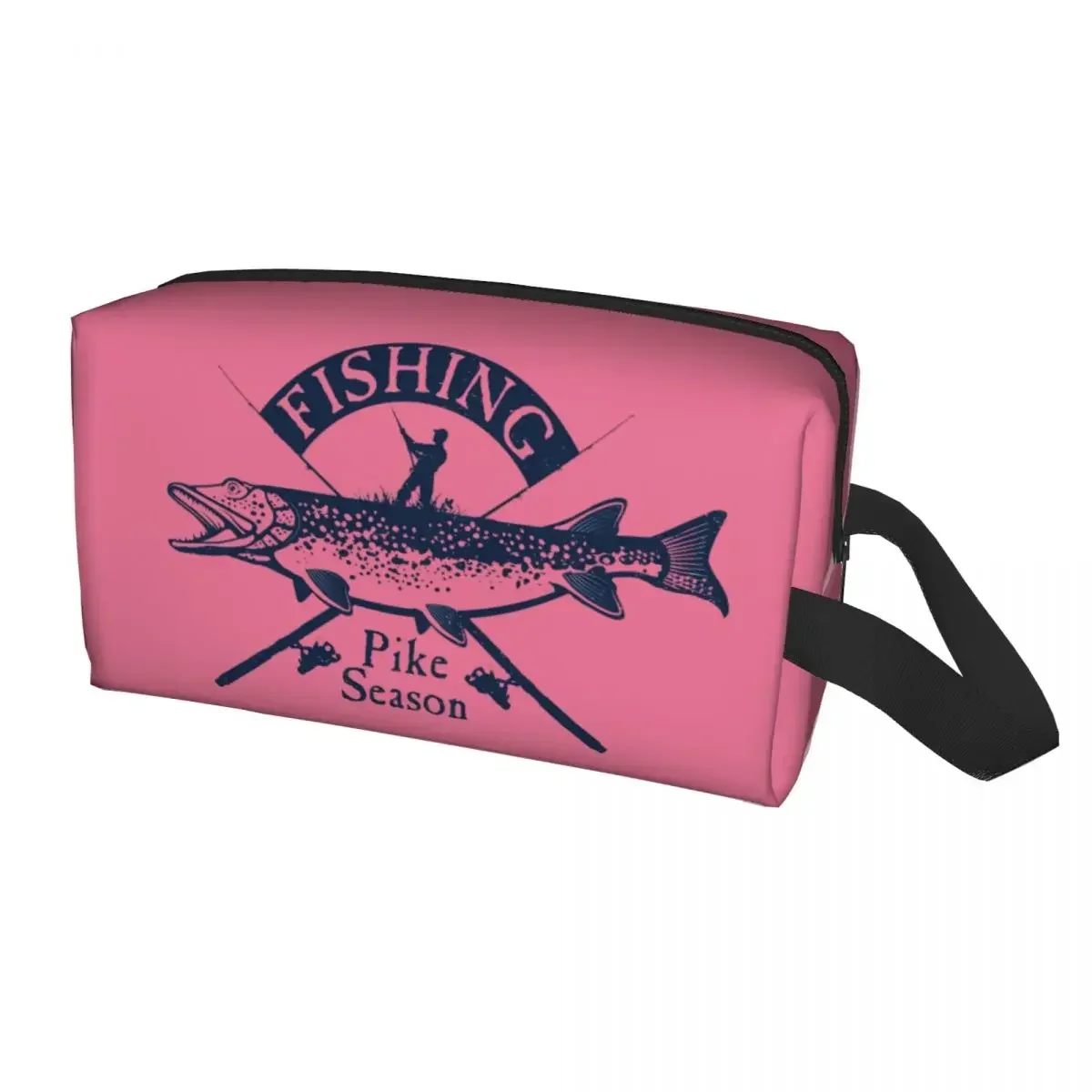 Cute Pike Fishing Travel Toiletry Bag Women Fisherman Fish Makeup Cosmetic Organizer Beauty Storage Dopp Kit