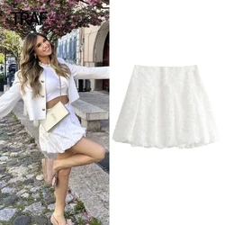 TRAF Women's Skirt Spring Summer 2024 Jacquard Lantern Skirt Mini High Waist Short Skirt New In Skirts All-Match Street Skirts