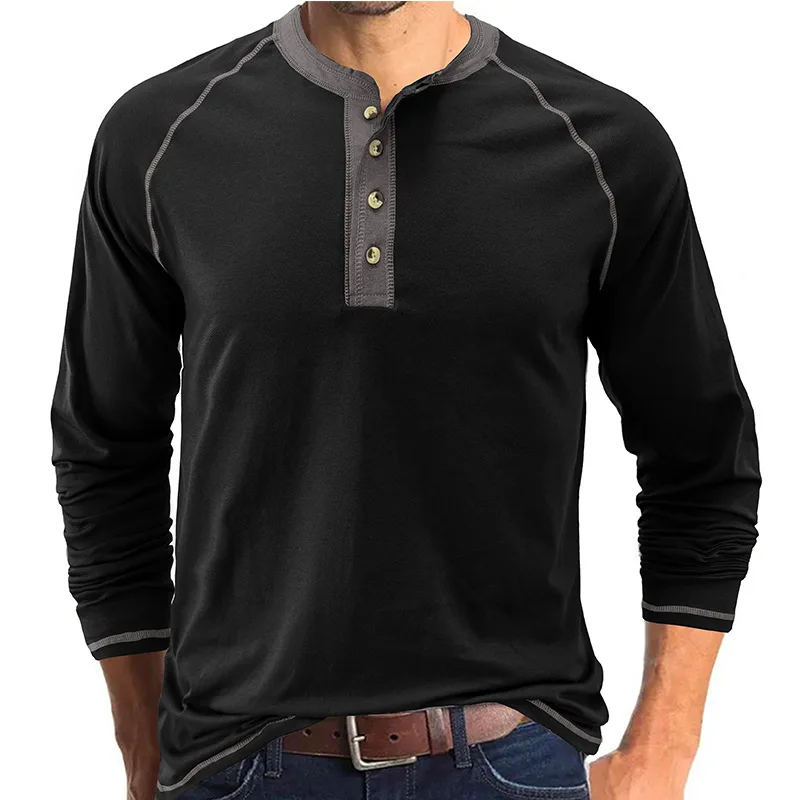 

Men's Long-sleeve Round-neck T-shirts Base Shirts Men Spring Summer Henley Shirts T-shirts