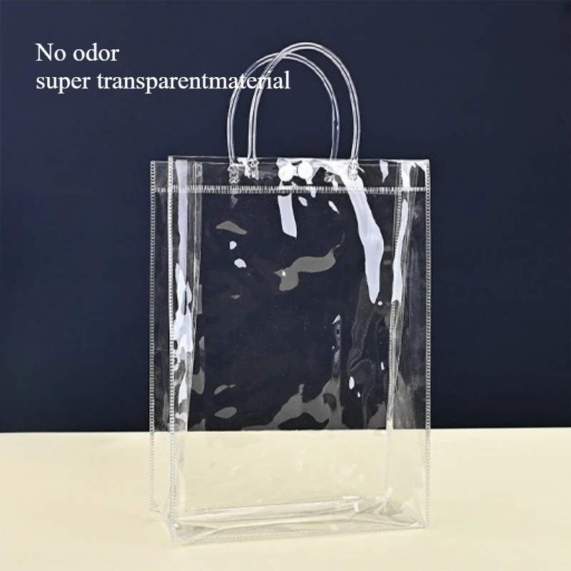 

Custom PVC Clear Tote Bags, Thickened Waterproof Gift Bags with Logo for & Gifts Reusable plastic gift packaging