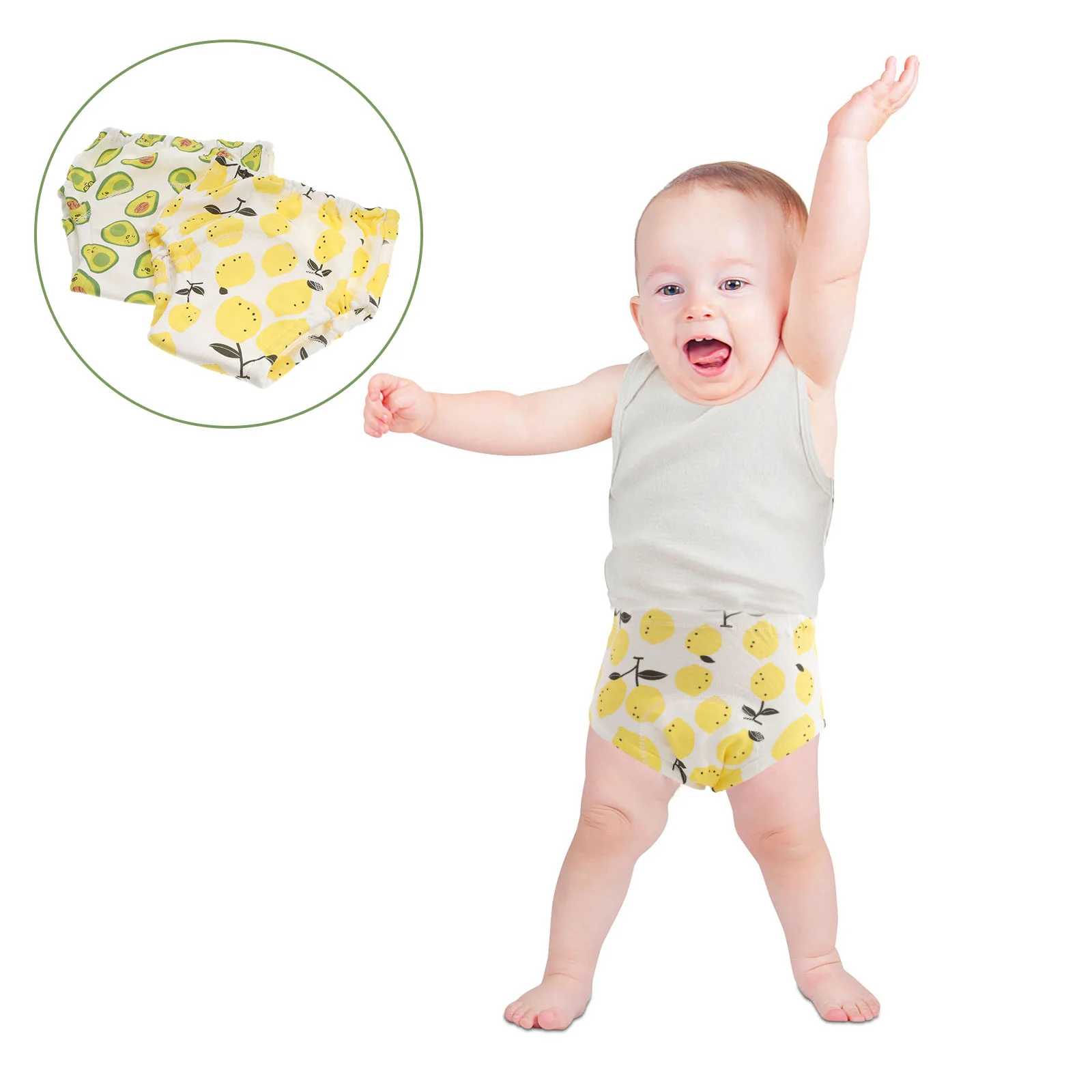 

2Pcs Baby Cotton Training Pants Padded Absorbent Toddler Training Underwear Washable Breathable Baby Practice Diapers