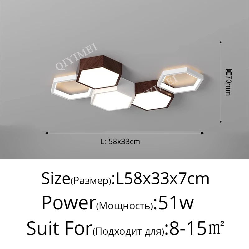 Walnoot Woonkamer Plafondverlichting Zwart Wit Combinatie LED Lamp Woondecoratie Verlichtingsarmaturen Foyer Balkon Plafondlamp