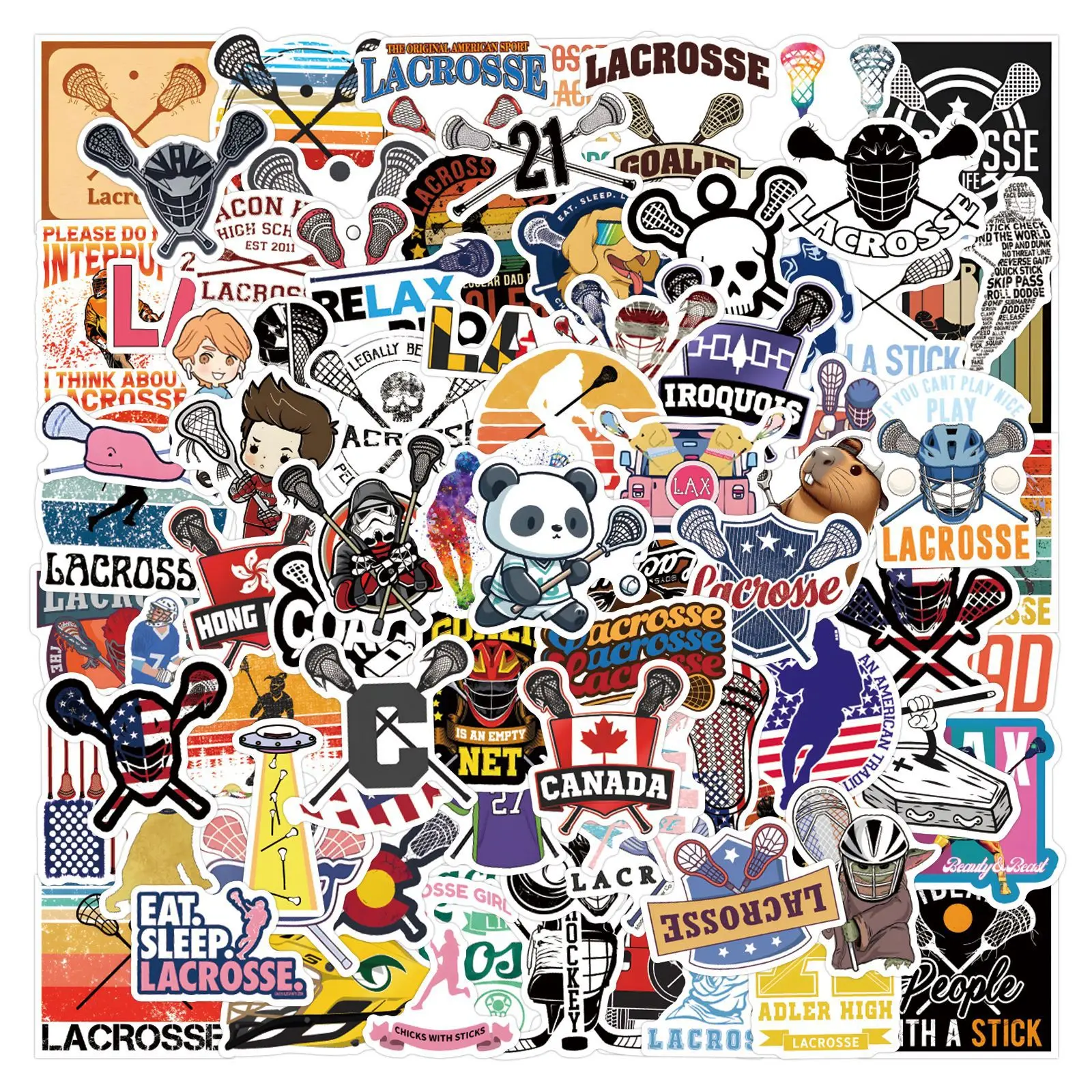 50/110PCS Cool Lacrosse Cartoon Stickers Sports Graffiti Sticker Laptop Water Bottles Skateboards Luggage Scrapbook Decals Gifts