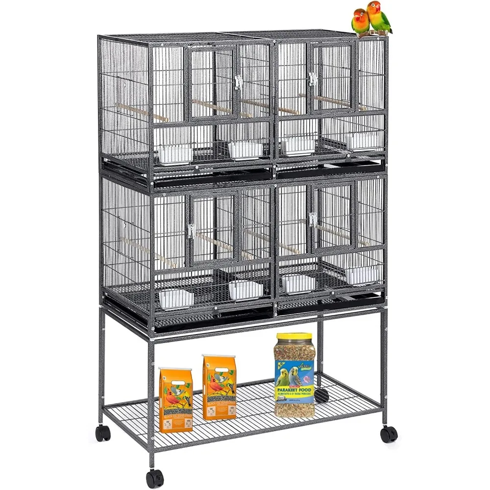 

Double Stackable Center Divided Side Nesting Box Doors Breeder Breeding Bird Flight Double Rolling Cage for Aviaries Canaries Co