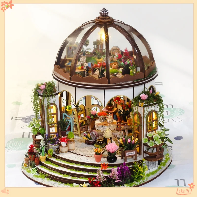 Diy Drewniana kabina powietrzna Części ogrodowe Montaż Wykwintne opakowanie Ręcznie robione modele budynków Zabawka Kreatywny prezent dla kochanej dziewczyny