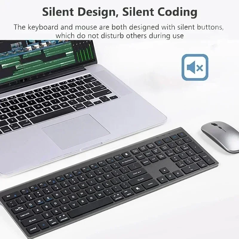 

Bluetooth 5.0 & 2.4G Wireless Mouse and Keyboard Set Silent Three-Mode Keyboard for iPad Android Laptop PC TV Mobile Phones