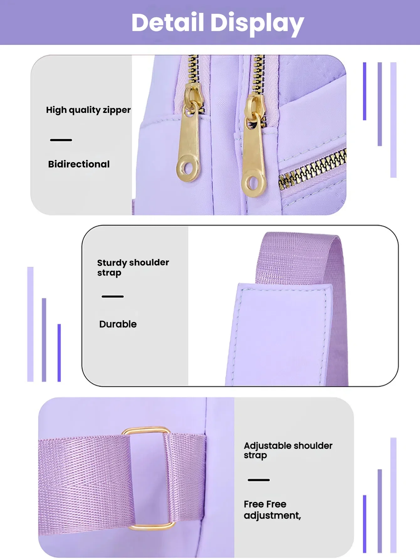 Freizeit-Stepp-Umhängetasche für Damen, Brusttasche mit Kopfhörerloch, Outdoor-Wandertasche, geeignet für den täglichen Gebrauch und Reisen – Detail 10