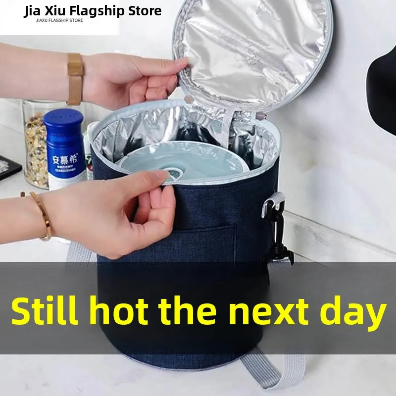 thickened-aluminum-foil-round-insulated-lunch-bucket-bag-portable-food-container-long-lasting-thermal-outer-cover-with-bento-box