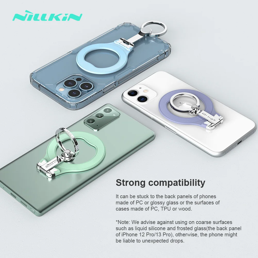 

For iPhone 1213 Pro Max Magnetic Ring Holder Nillkin Wireless Charger Sticker For Samsung S22 S21 Ultra Adjustable Mount Stand