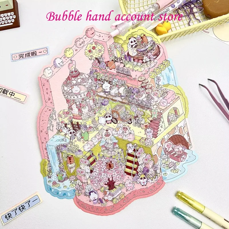 Xinmo Fun Scenery Stickers Super Large Version 3.0 Cut Free Paper 3D DIY Decorative Scene Miniature Collar Stickers