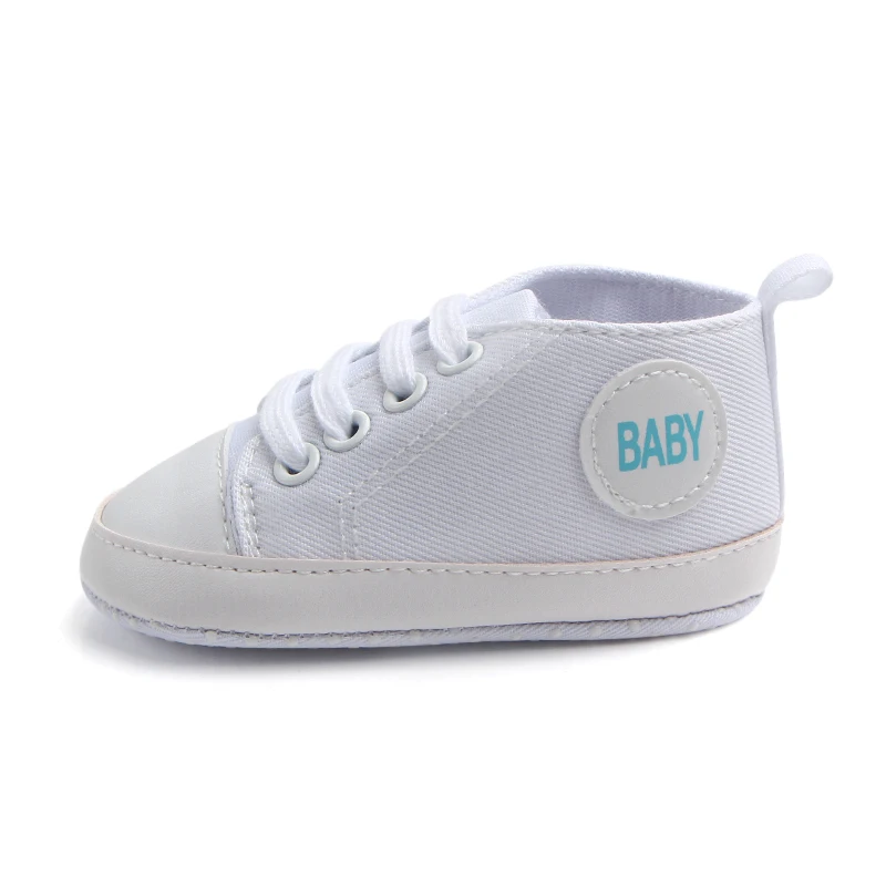 Baby Boys Girls Canvas Shoes Casual Tie-Up High Top Sneakers Non-Slip Infant First Walkers