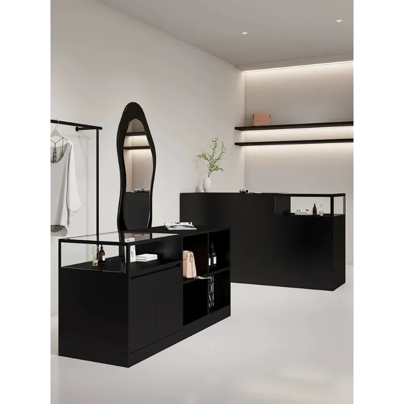 Clothing store checkout page display cabinet integrated simple modern women's clothing store glass counter small bar table front