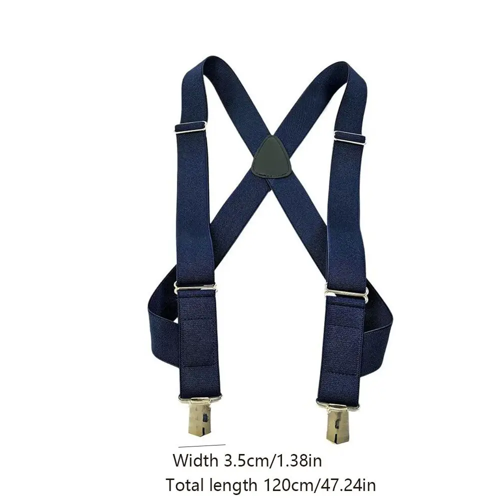 Durable 3.5X120cm Men's Suspenders Clip Adjustable 2 Clips Trouser Braces Anti-slip High Elastic X-Type Suspenders Casual Wear