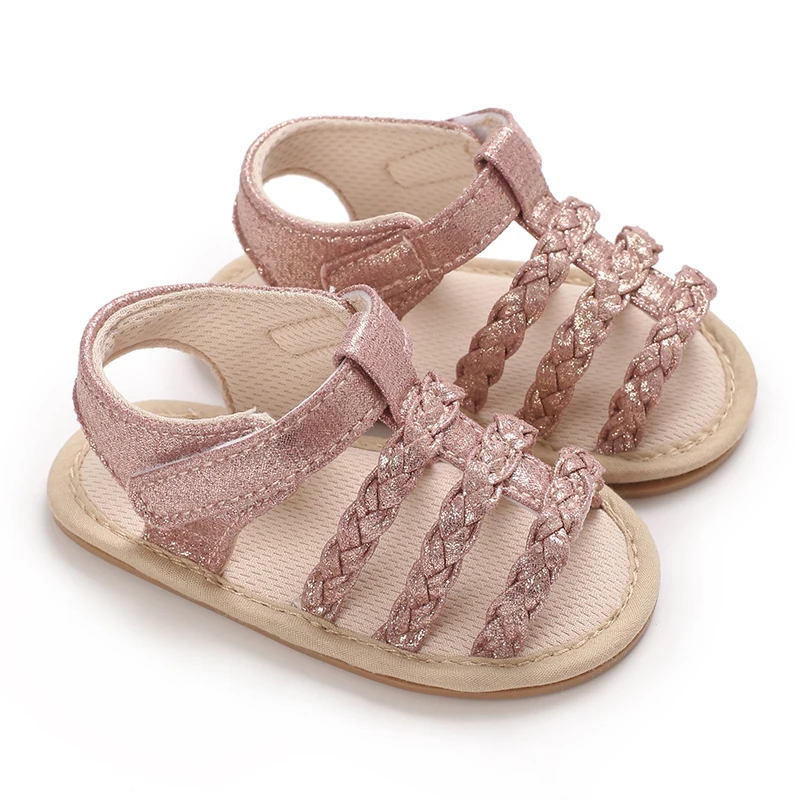 0-18M 5 Colors Solid Color  Leisure and comfortable baby girl sandals, breathable and lightweight summer floral Peep Toe sandals