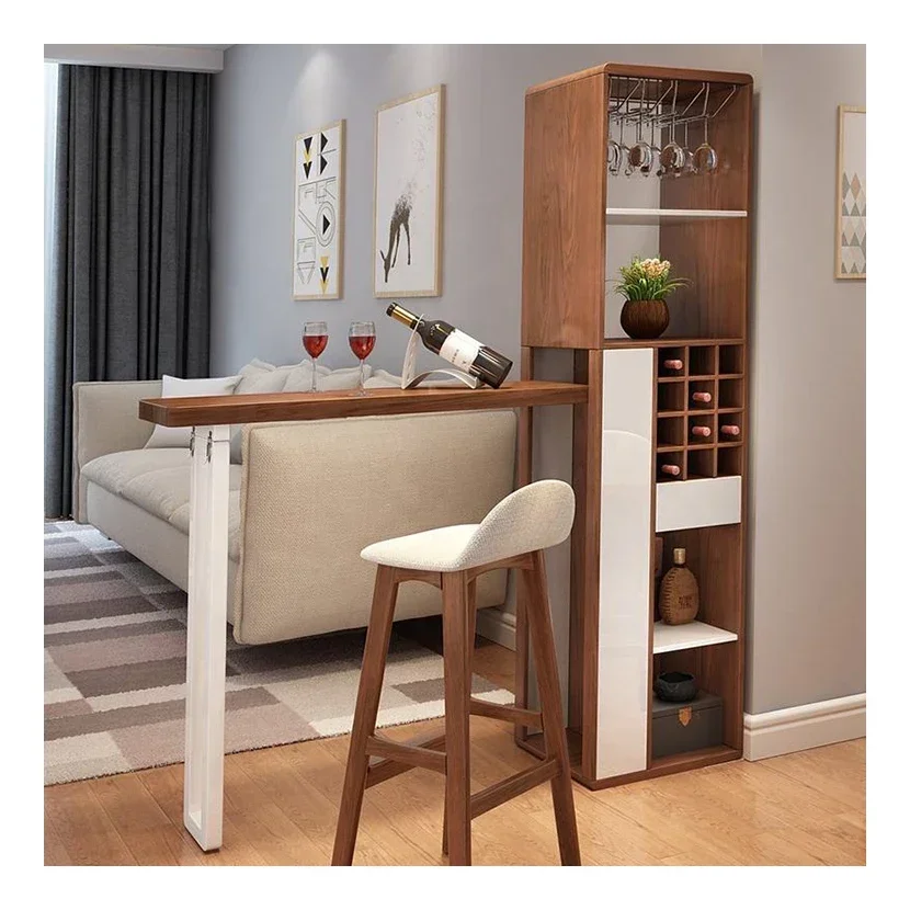 High Quality Modern Furniture Wine Rack Storage Foldable Wood Liquor Home Bar Counter