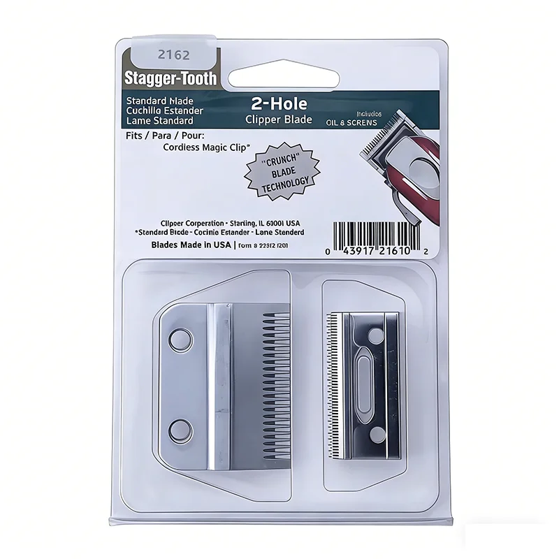 #2162，Professional Stagger-Tooth 2-Hole replacement Clipper Blade set Compatible With For  Cordless Magic Clip 8148