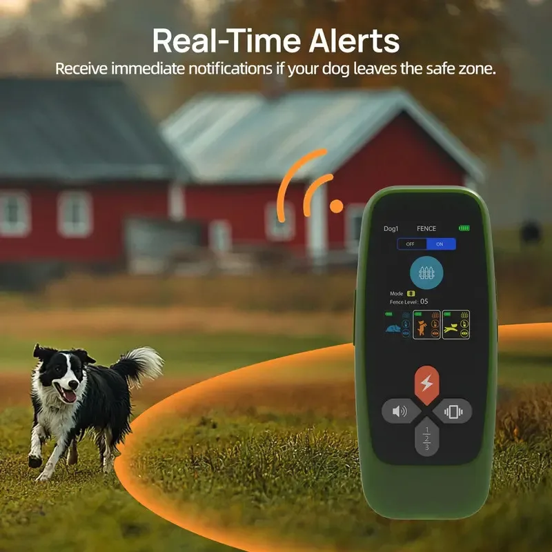 New Portable 4in1 High Precision Pet Wireless Invisible Fence System Real-time Alert, 3300ft Dog Training Bark Stop Shock Collar