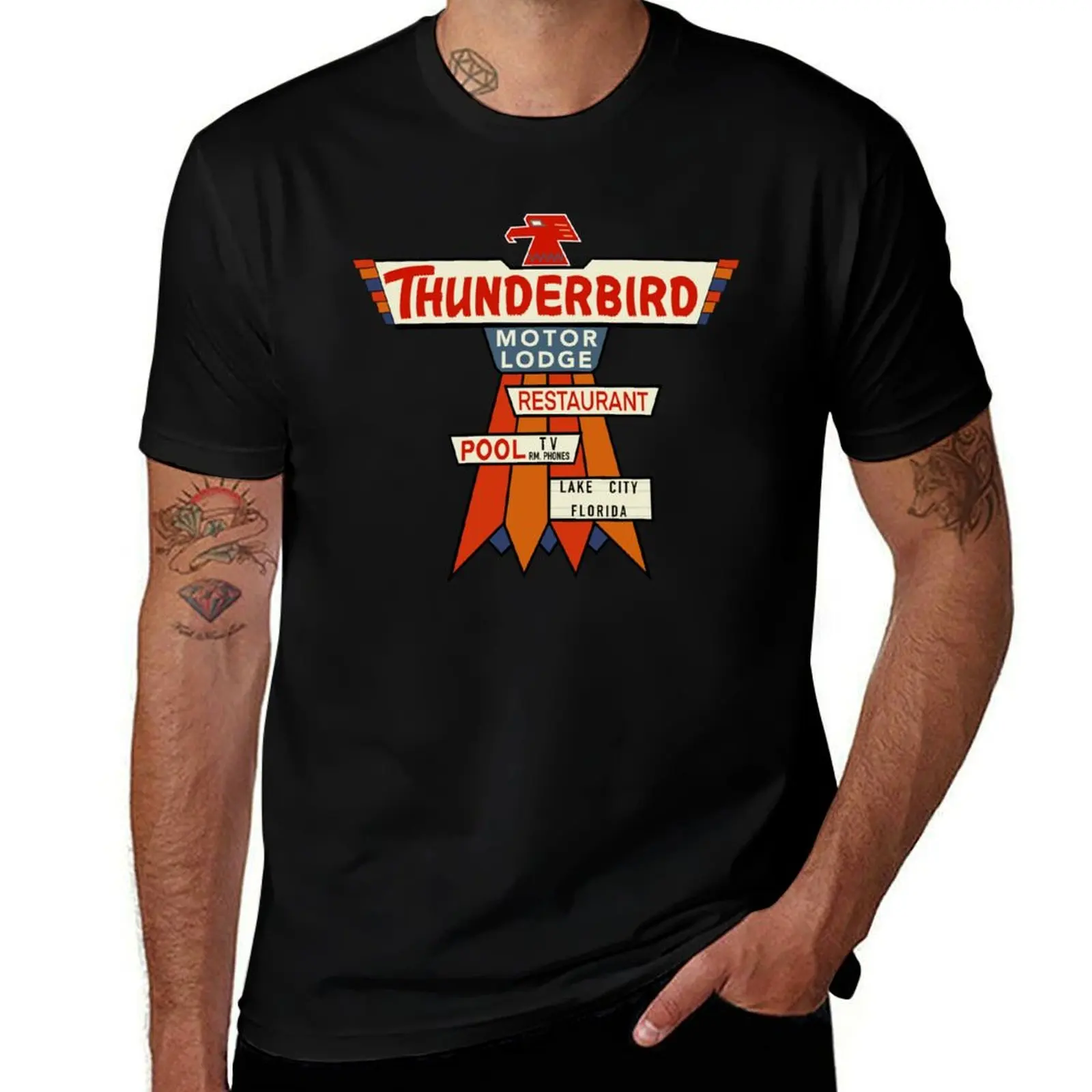The Vintage Thunderbird Motel Sign T-Shirt cotton t shirts man 100% man t shirt summer man t shirt cotton high quality T-shirt