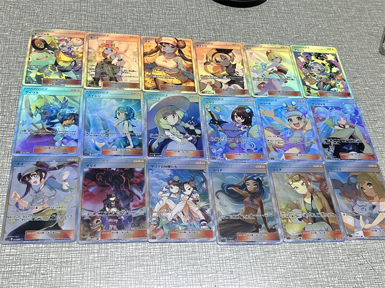 18Pcs/set Pokemon Diy Self-Control Ptcg Collect Signature Trading Flash Card Anime Cartoon Gift Refraction Color Flash