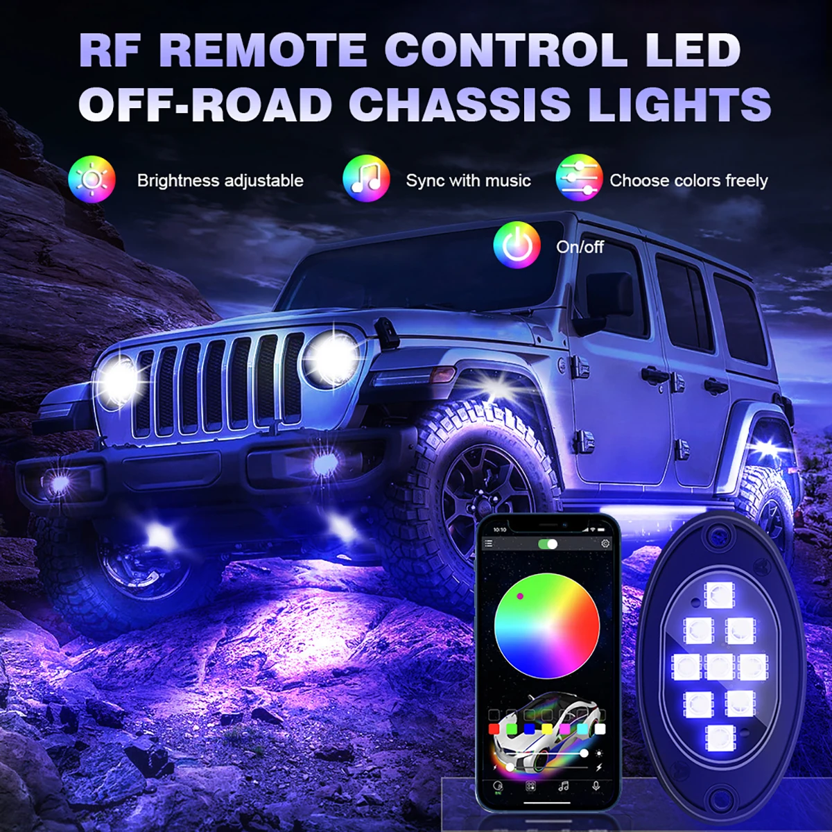 Led Car Chassis Decorative light RGB Atmosphere lamp Indicator light Off road outline ambient light APP Music control Neon light