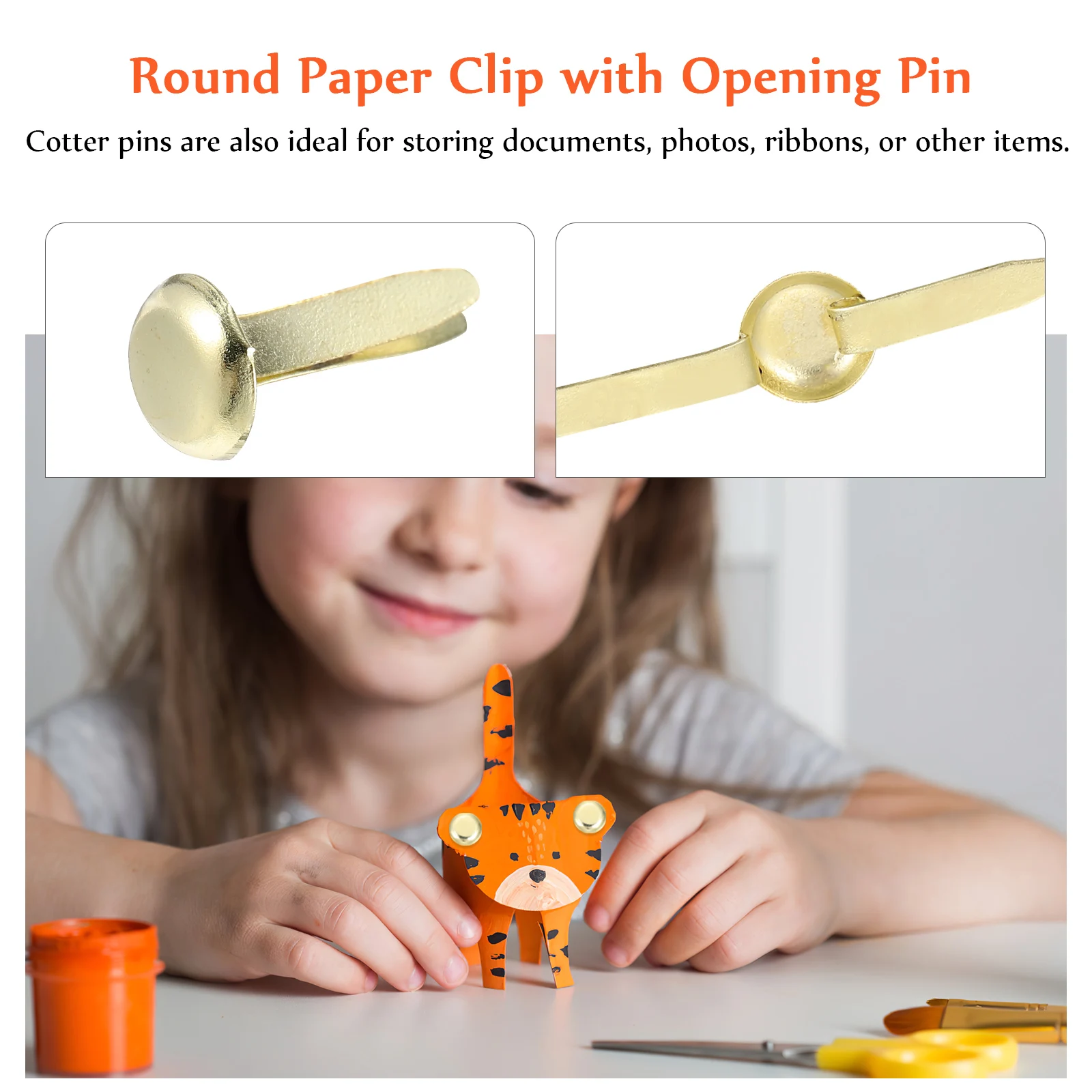 

300 pcs Round Head Clips Metal For Paper Crafts Scrapbooking Diy Projects Fasteners Iron Craft Supplies Brads For Scrapbooking