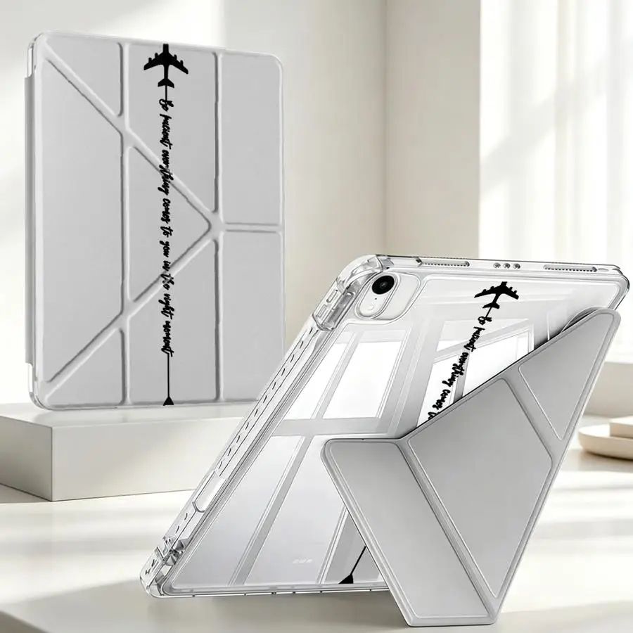 With Pen Slot Cover Tablet Case For iPad Pro 13 2025 2026 Air 8 M2 M3 3 Mini 7 6 5 9th 12th 10th Gen 11th Heart-Shaped Airplane