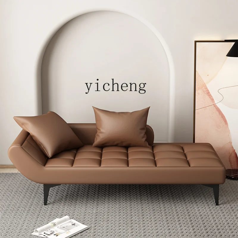 ZC Leather Sofa Living Room Modern Minimalist Chaise Longue Bedroom Tatami Lounge Bed