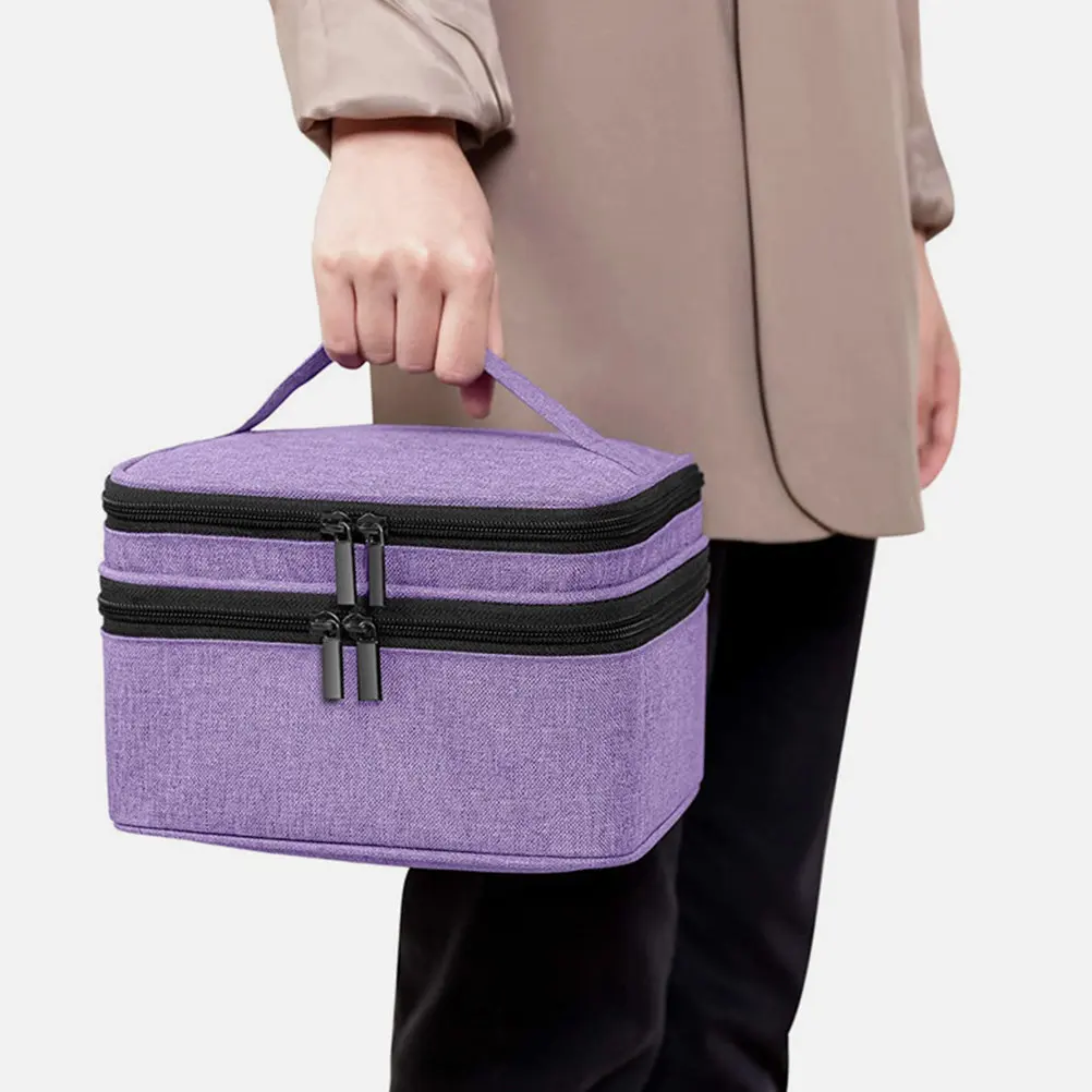 

Nail Polish Organizer Bag Double Layer Bright Color Portable Essential Oil Storage Case Large Capacity Travel Carrying Pouch