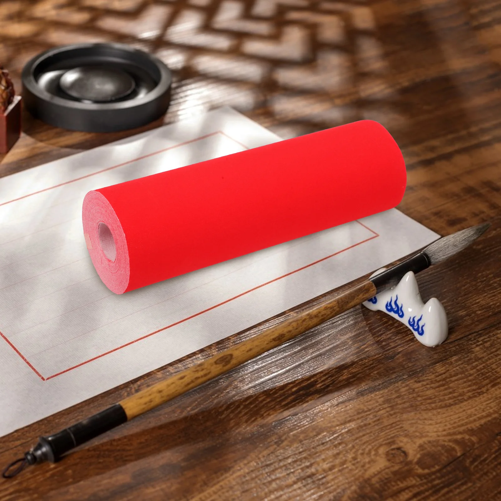 Red Xuan Paper Roll Semi Raw Bright Color for Chinese Calligraphy Couplets Crafts Paper Cutting Spring Festival