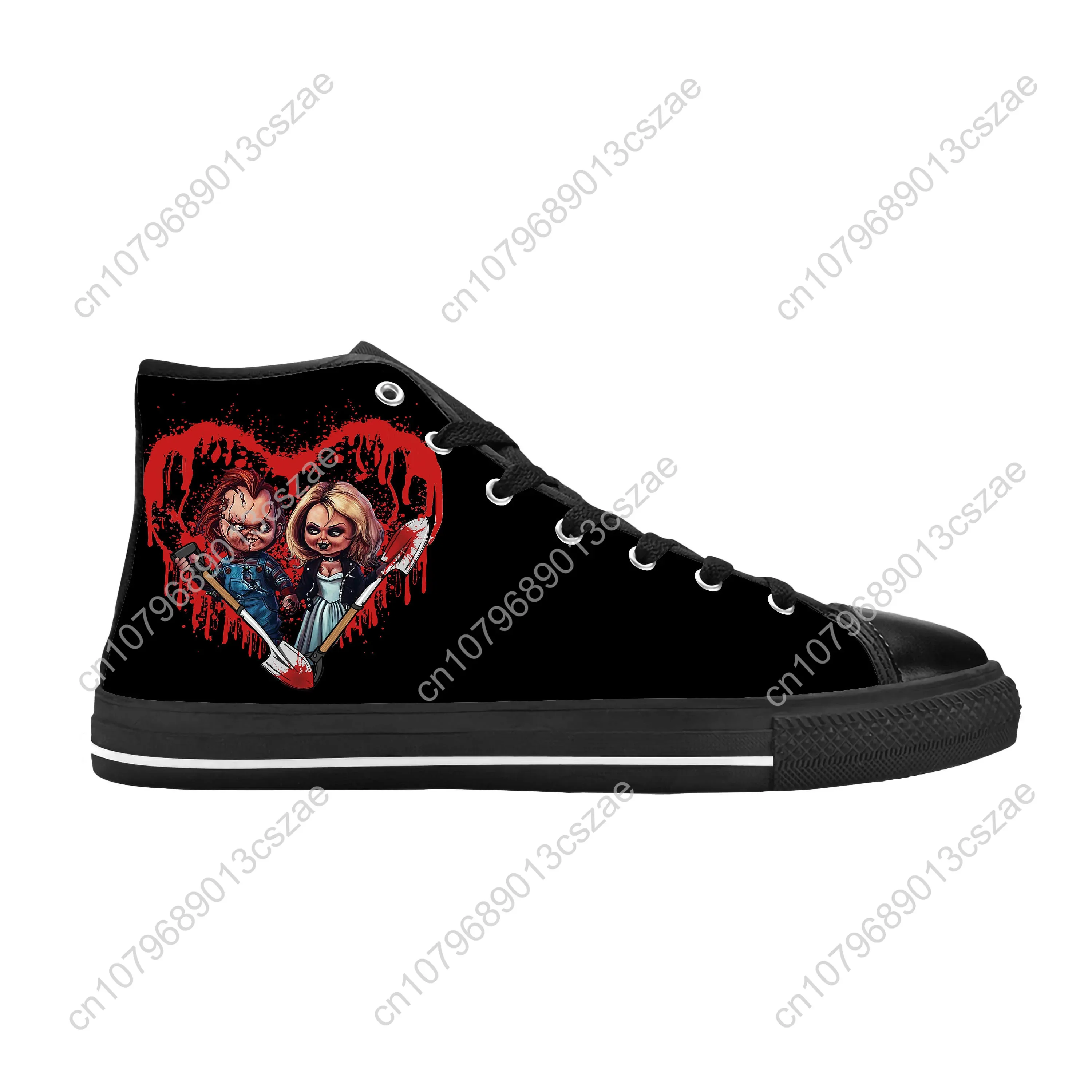 Horror Movie Childs Play Chucky Halloween Gothic Casual Cloth Shoes High Top Comfortable Breathable 3D Print Men Women Sneakers