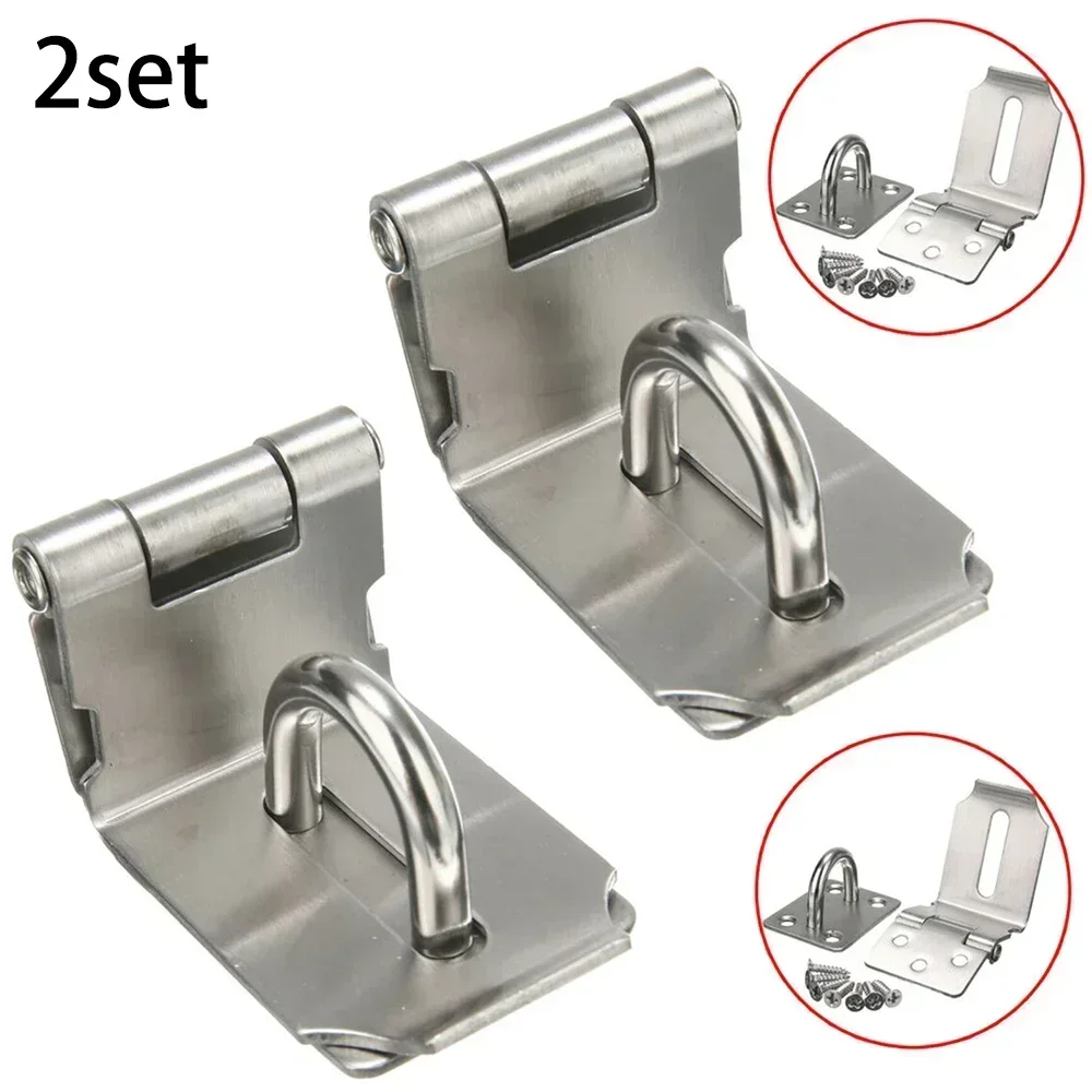 Padlock Hasp 90 Degrees Stainless Steel Hasp  Gate Shed Latch Lock Home Safety Door Clasp Lock Anti-theft Lock Plate Buckle