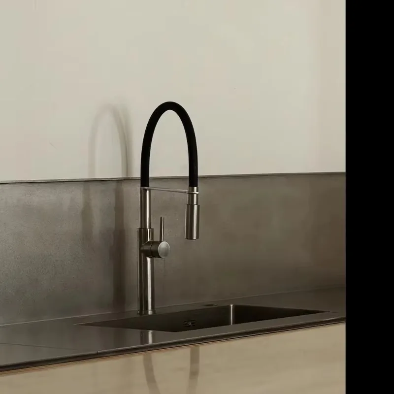 

ZC1- Modern single kitchen sink faucet deck installation brushed hybrid faucet with pull-down type