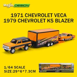 Maisto 1:64 1979 Chevrolet® K5/Car Traller/1971 chevrolet vega Blazer die-cast precision model car Model collection gift