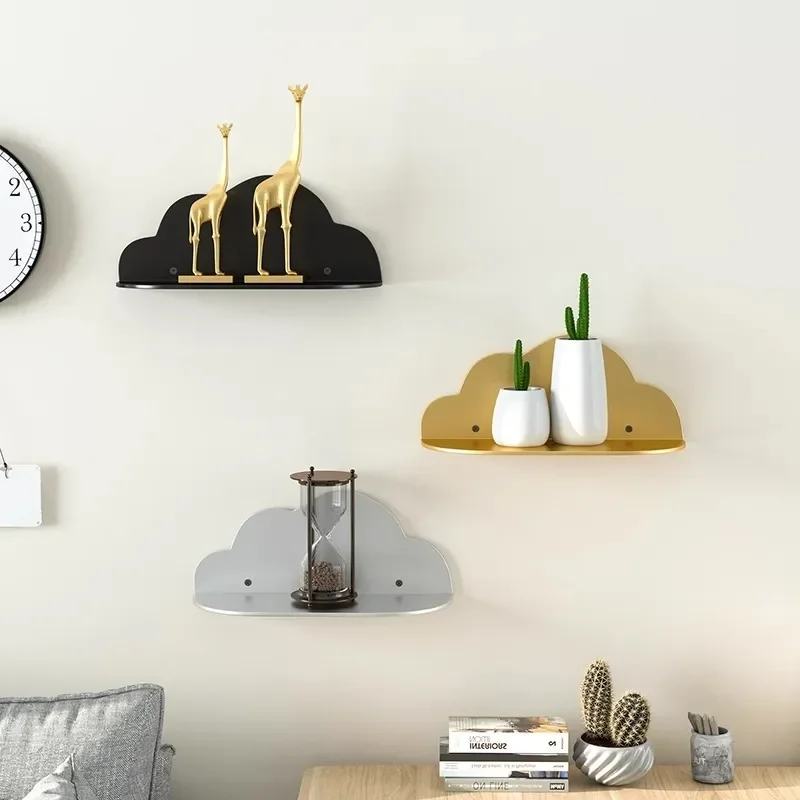 Cloud Shape Wall Shelves Floating Storage Rack Ins Style Decorative Shelf for Living Room Bedroom Word Display Baffle